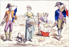 OLD TRADES - MERCHANT of UMBRELLAS, FLOWERS, BELLOWS and CARDEUSE -19th century