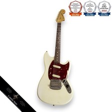 Guitare électrique Fender 1966 Mustang Slab Fingerboard blanche manche B...