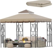 10x10 Canopy Replacement Top Double Tiered Gazebo Cover Patio Garden Sunshade