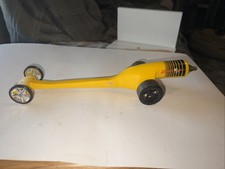 Vintage 12” Yellow  Co2 Dragster Antique Rare And Unique Pitsco Wheels.