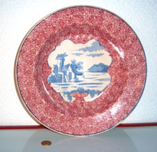 PORCELAINE OPAQUE DE GIEN - PLAT ROND CREUX - DECOR CHAMPETRE - EXCELLENT ETAT