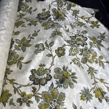 fabrics old french antique fabric roll vf condition large length flowers