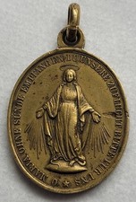 Jolie et Grosse Médaille Religieuse Ancienne Laiton Marie, VERVIERS 1860