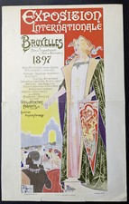 Privat Livemont. Affichette. Exposition Internationale Bruxelles. 1897. Belgique