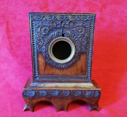Carved walnut watch holder - carved,