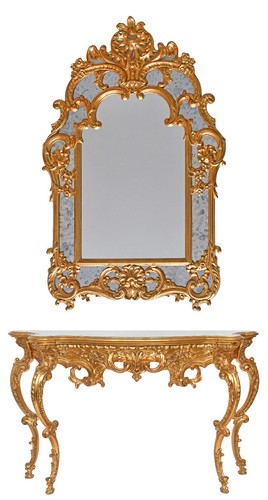 Console avec miroir - en, bois