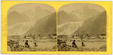 Stereo France, Savoie, Chamonix, Glacier des Bois and Aiguille du Dru, chalets, c