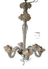 Vintage Murano glass 6 branch chandelier clear gold fleck