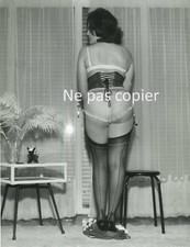 Woman undressed circa 1950 - stockings and garter belt photo 18 x 13 cm