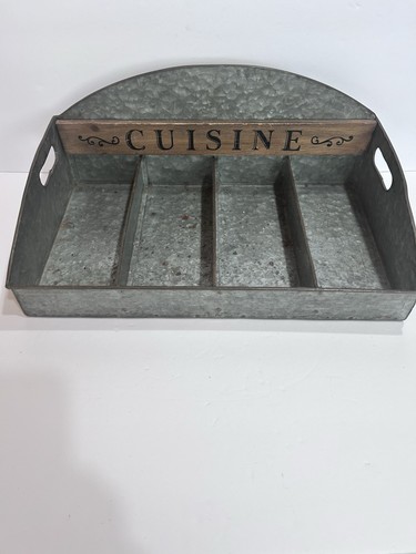 Galvanized metal cuisine tray - galvanized,