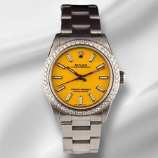 Rolex Oyster Perpetual 31mm 1ct Diamants Cadran Jaune Acier Automatique Montre