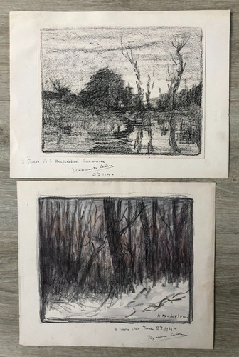 Lot dessins aquarelles - de, 2