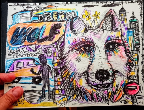 Tableau chien street graffiti - tableau,