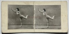 France plastic pose woman gymnastics nude c1900 stereo photo vintage damaged §