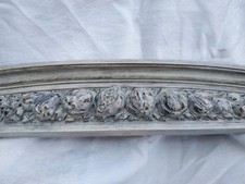OLD PATINATED WOOD PEDIMENT EMBOSSED FRUIT DECOR SHABBY CHIC decorative element