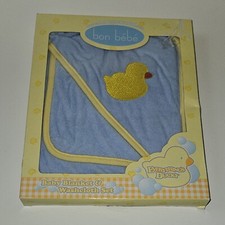 VTG NOS Bon Bebe Everything's Ducky Duck Blue Yellow Baby Blanket Washcloth Set