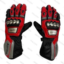 Aprilia RSV4 Motorcycle Leather Racing Gloves | Motorbike Riding Protective Gant