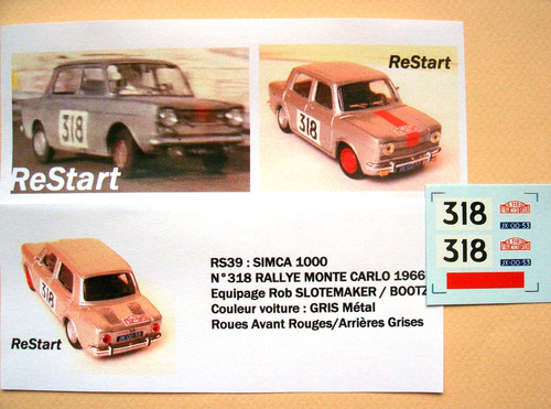 Rs039 decal restart simca - 1/43,