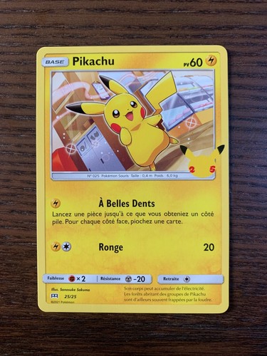 Carte pokémon pikachu - carte, 25/25