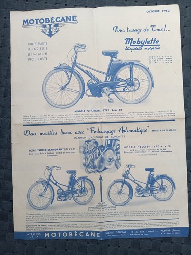Motobecane dépliant brochure - motobecane,