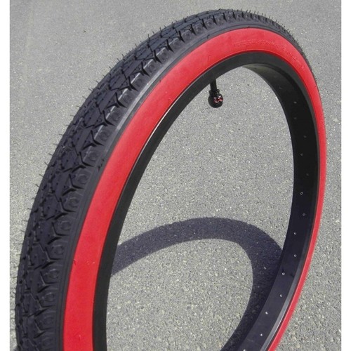Pneu cruiser noir flanc - flanc, rouge