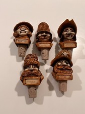 5 Steve Tunturi Whittlers Workshop Bottle Stopper Wood Gin Rum Vodka Etc Vintage