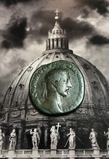 Numis - Commodus Mesterzium - EMPEROR SITTING ON PLATFORM Ancient Roman Coin