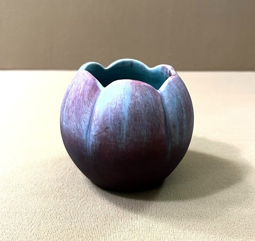 Vase boule grès signé - en,