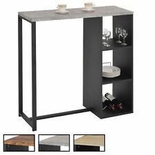 Table haute de bar mange-debout avec comptoir 3 étagères en métal noir et MDF