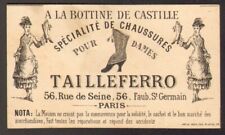Business Card. Castile Boot Shoe Store. Paris Ca 1850