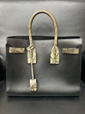 Yves Saint Laurent YSL Sac De Jour Small Black Leather Python Embossed Bag