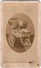 CDV. Baby and Stroller.Baby with His Stroller.Pushchair.Albuminated Photo.1860.
