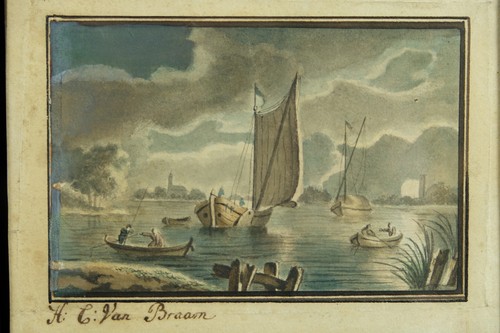 Aquarelle hollandaise 18ème
