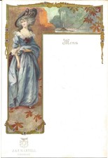 2 large virgin menus Cognac Martell (26 cm x 17.5 cm). Women 18th century