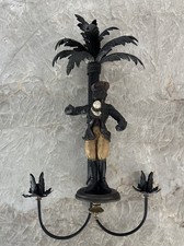 Vintage Large Tole Monkey Palm Tree Sconce