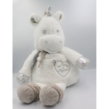 Doudou licorne blanche gris