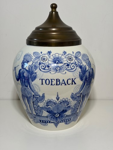 Pot tabac delft bleu - à, blanc