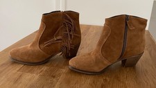 Bottines à franges Camel Caroll - daim - T37 -  Talon 6cm - Neuves