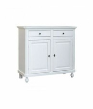 Commode Dressoir Portable Art Pauvre 2 Portes 2 Tiroirs Blanc Matt Classique