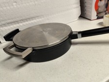 Rare Vintage BergHOFF 10" Black Cast Iron Enameled Saute Saucepan With Sift Lid