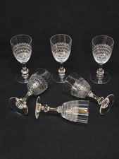 6 Antique Engraved Baccarat Crystal Wine / Port Glasses 