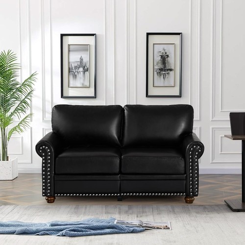 Faux leather seat couch with - faux, 3-seat