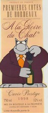 Geluck  le chat   etiquette de vin bordeaux 1998 cuvee prestige