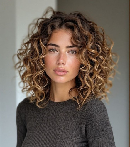 Ombre golden brown curly - ombre, bob