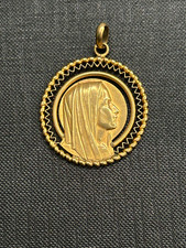 Ancienne Médaille Religieuse en Plaqué Or Vierge Marie