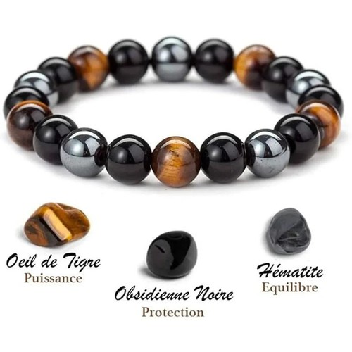 Bracelet perles hématite oeil - bracelet,