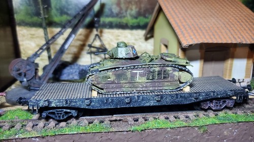 Wagon plat roco avec char - roco,