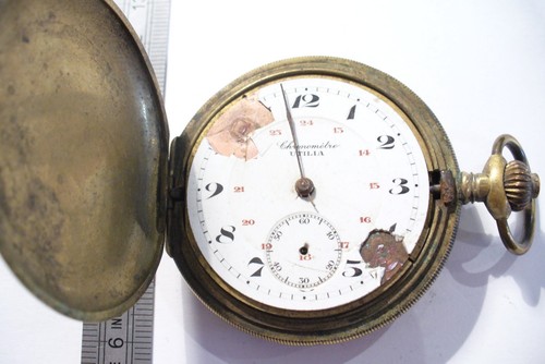 Old gold metal pocket watch - old,