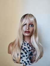 🇫🇷 Perruque blonde à frange – 20 pouces fibre synthétique - SHYLOHAIR