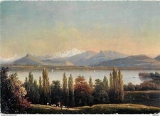 Art - Painting - Geneva School - Lake and Mont Blanc from Pregny - CPM -